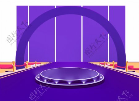 紫色舞台背景png元素