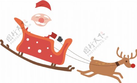坐雪橇的圣诞老人原创元素