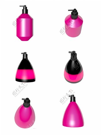 立体瓶子罐子粉红黄色化妆品容器元素