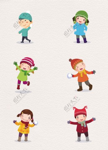 高兴开心可爱冬季儿童卡通设计