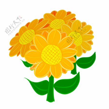 手绘植物花向日葵黄色可爱小清新可商用元素