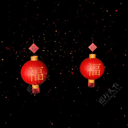 3D炫彩灯笼C4D春节素材红色喜庆灯笼