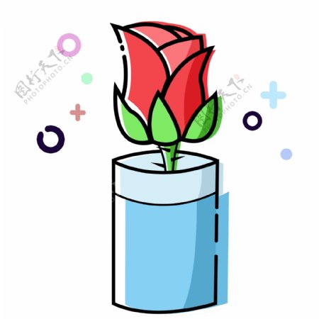 MBE风格图标花卉玫瑰花卡通可爱