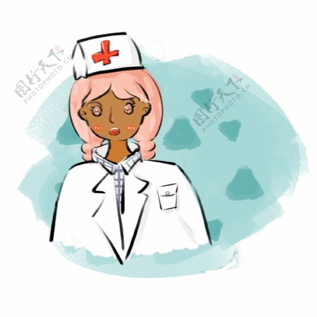小麦肤色女护士手绘卡通可爱可商用元素