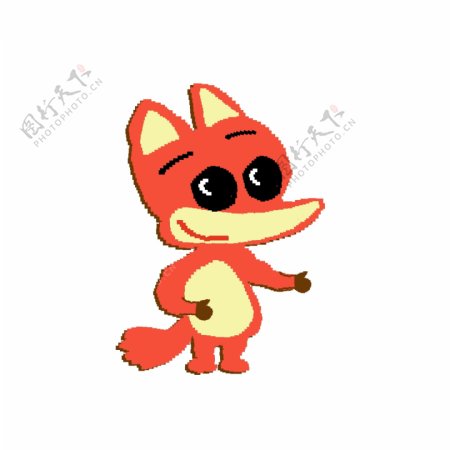 像素化一只小狐狸卡通手绘设计可商用元素