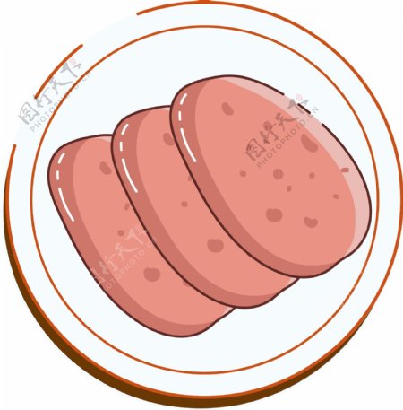 卡通手绘MEB风格香肠片矢量图
