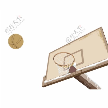 清晰复古篮球架和篮球设计可商用元素