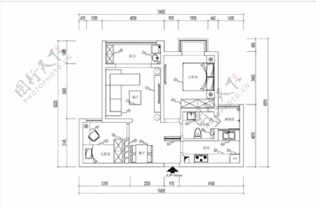 CAD两室一厅方案规划