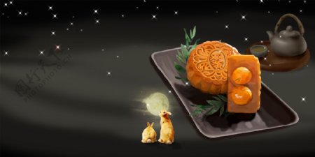 创意中秋节月饼背景