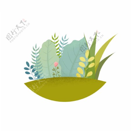 绿叶元素叶子植物手绘插画噪点清新风格
