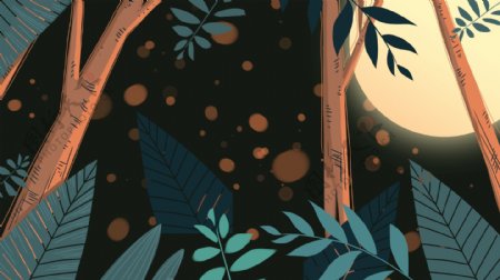 树林静谧月夜背景