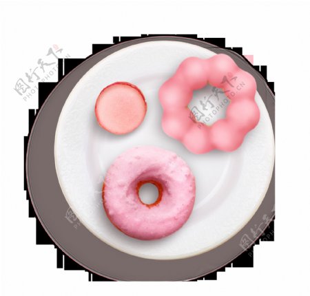 粉色甜甜圈装饰素材