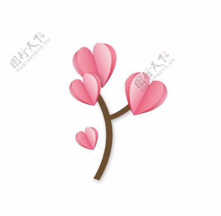 粉色爱心树木装饰素材