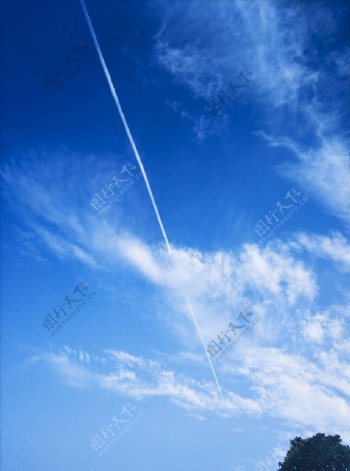 飞机飞过的蓝天