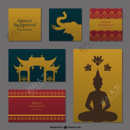 6款泰国元素卡片设计矢量素材