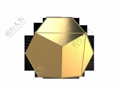 金色立体多边形箱子png元素