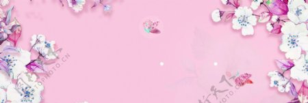 七夕节中国风粉色花朵背景