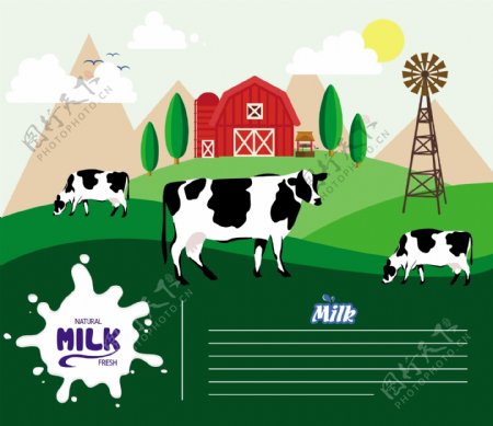 自然牛奶农场ai矢量素材下载