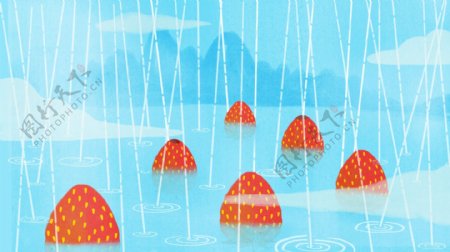 雨中草莓奔跑背景图