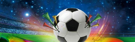 绿色草地世界杯足球banner背景