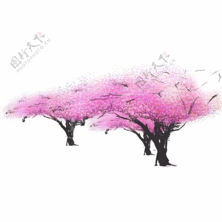 粉色设计植物樱花树