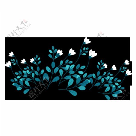 蓝色扁平卡通花朵装饰素材