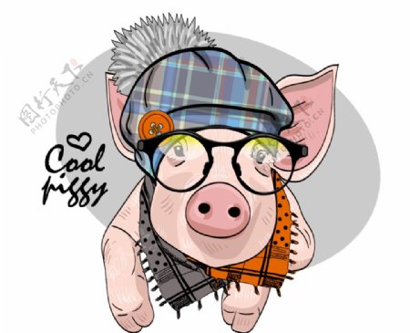 猪妹猪卡通猪时尚猪手绘