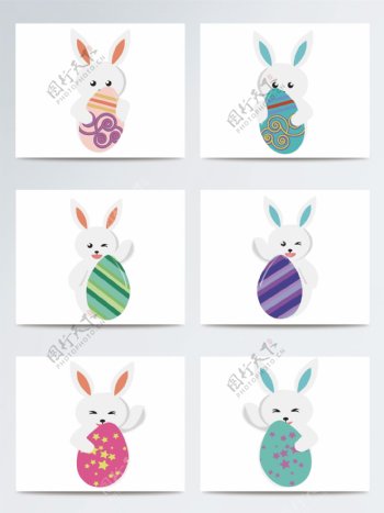 复活节兔子加彩蛋卡通设计ai模板