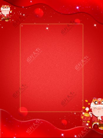 新年喜庆唯美简约猪年红色简约大方背景