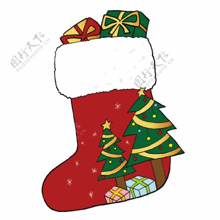 装满礼物的圣诞树圣诞袜