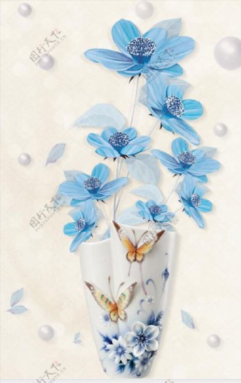 玄关花瓶立体3D背景底纹素材