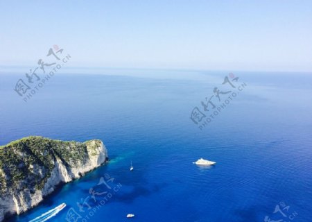 希腊美丽的扎金索斯沉船湾海景
