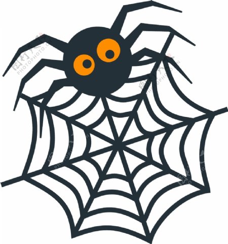 万圣节卡通手绘搞怪恐怖蜘蛛网元素