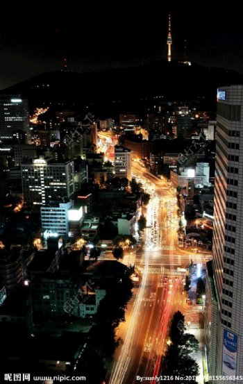 城市夜景自然景观建筑风景