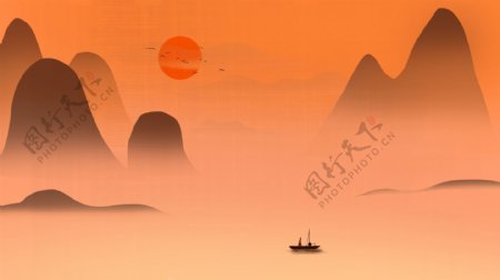 重阳节夕阳红海报背景素材