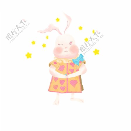 星星兔子中秋节插画可商用元素