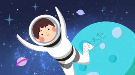 太空人宇航员宇宙星球卡通背景