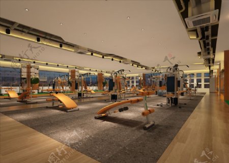 健身馆瑜伽馆3D渲染模型