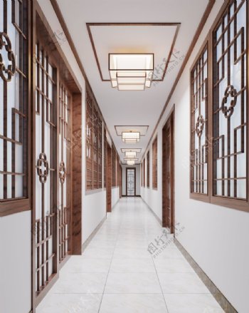 中式卫生院走廊
