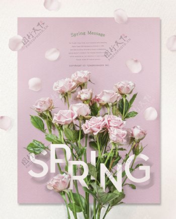 韩式唯美春天气息海报模板设计