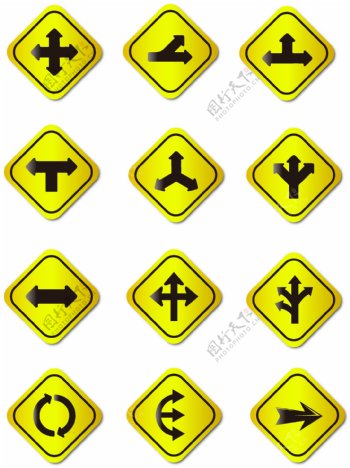 AI交通指示箭头牌可商用标志