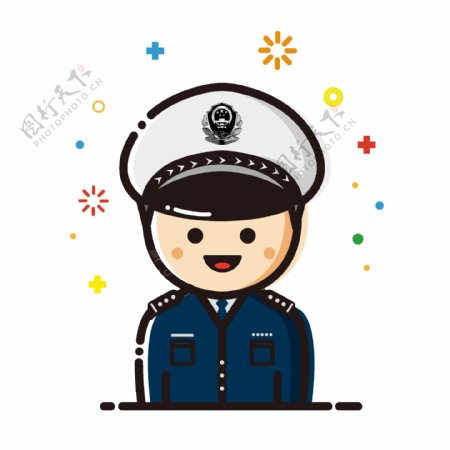 公安警察mbe图标矢量卡通可爱可商用元素