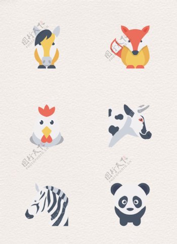 创意8组动物图标卡通素材