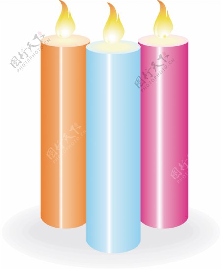 矢量彩色蜡烛元素