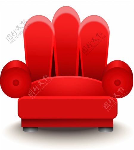 卡通红色沙发矢量元素
