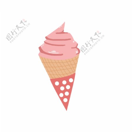 手绘卡通粉色冰淇淋食物设计元素