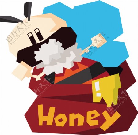 卡通几何小蜜蜂可商用元素