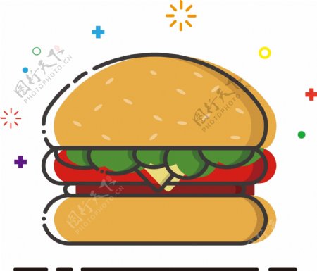 汉堡mbe卡通可爱矢量食物元素