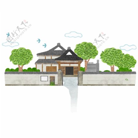 日系房屋建筑类插画