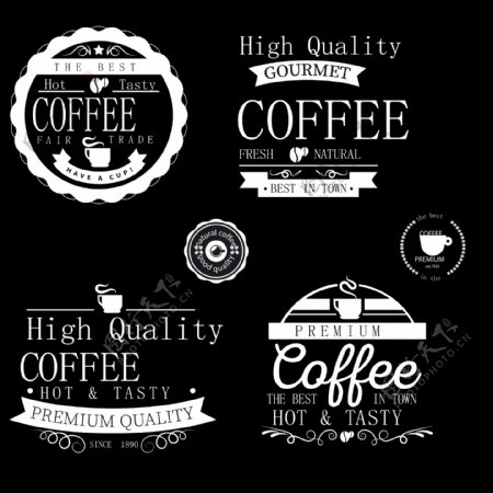 白色英文的咖啡标志矢量素材